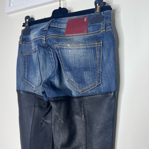 R13 Denim Leather Chaps Shorts Pants SIZE 25 - Picture 6 of 8